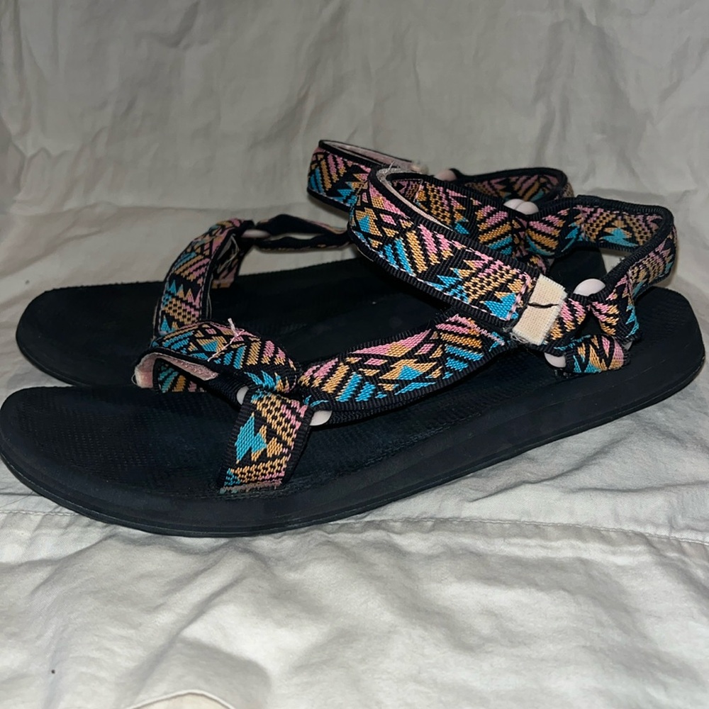 Teva’s Women's Black Sandals with Aztec Multicolor Straps